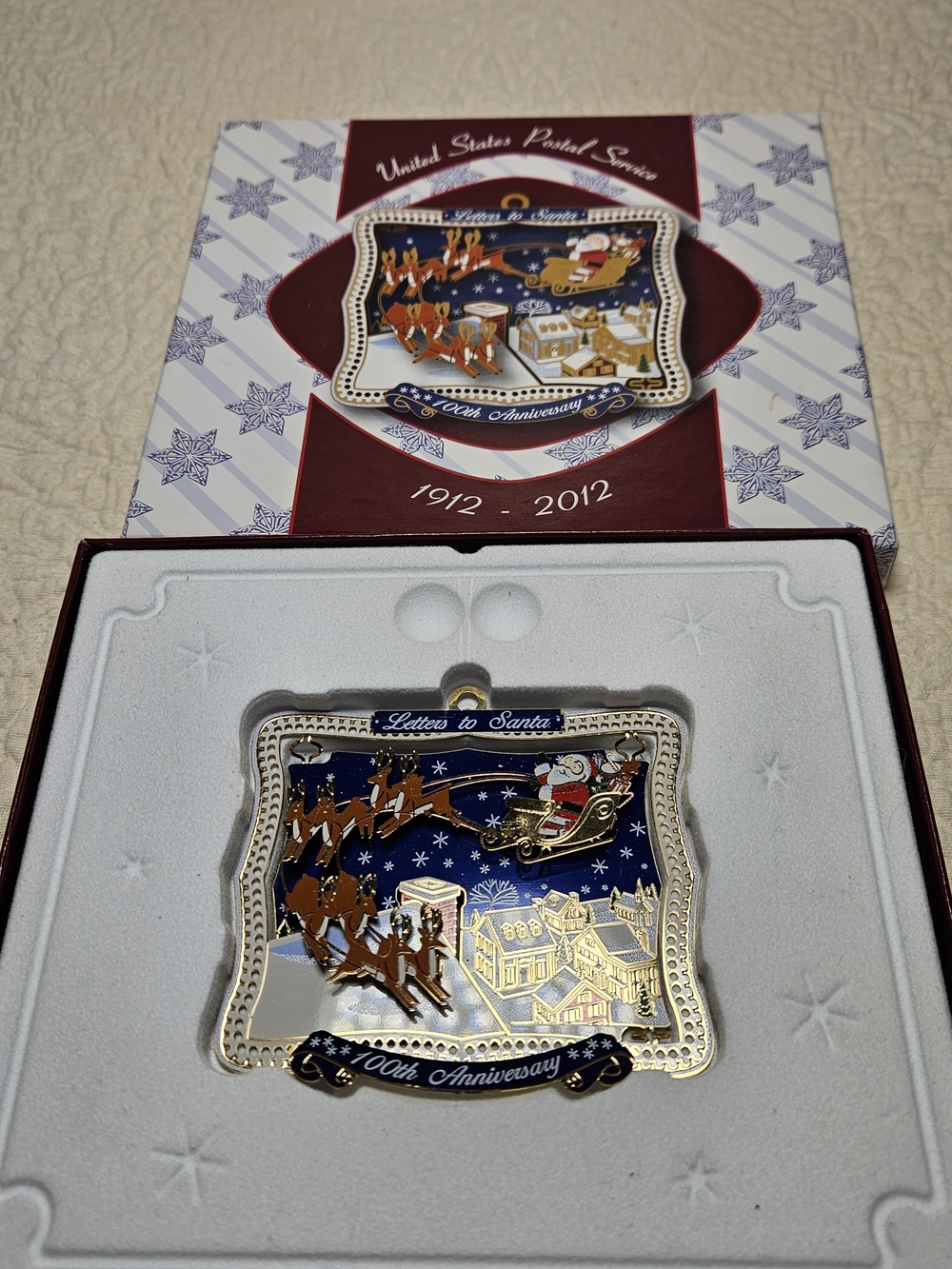 Letters to Santa Ornament - Blue and Gold